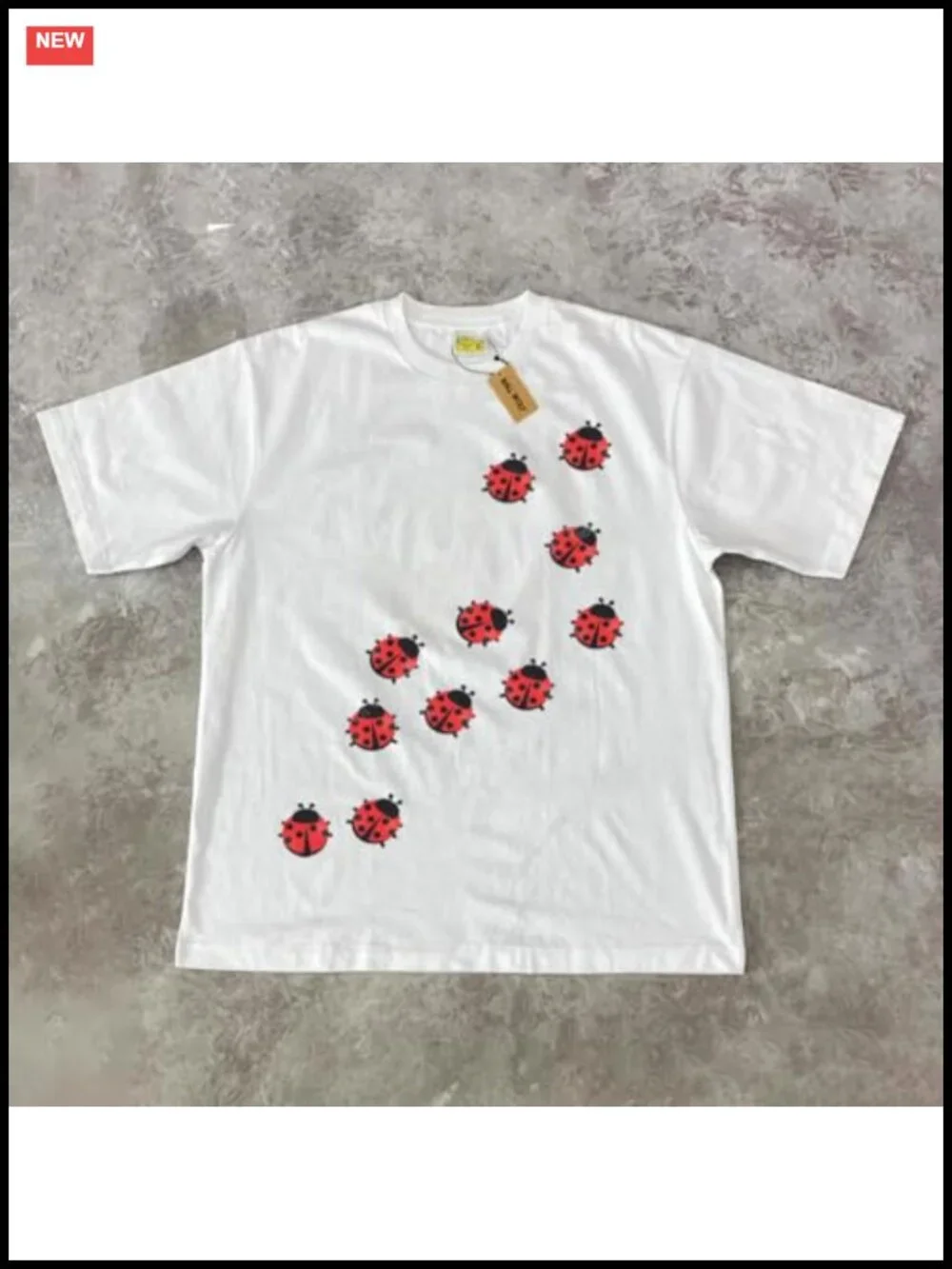 Oversized Ladybug Graphic Tee Whimsical Twee Cotton Relaxed Fit